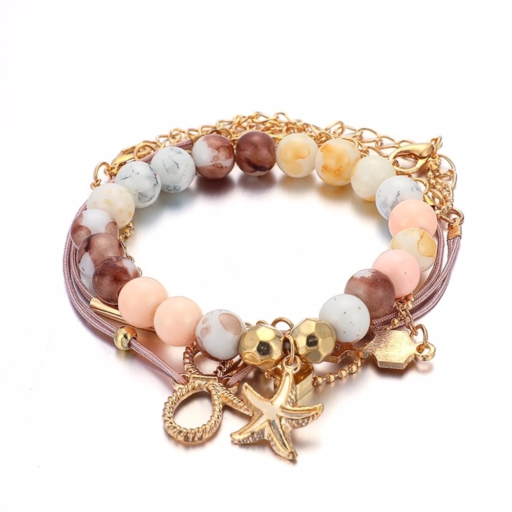'Sand Storm' Multicolor Bead Starfish Bracelet Set - Picture 5 of 7